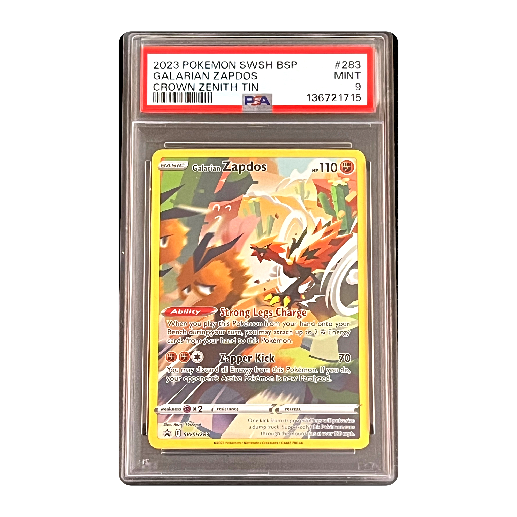 PSA 9 2023 Crown Zenith Galarian Zapdos