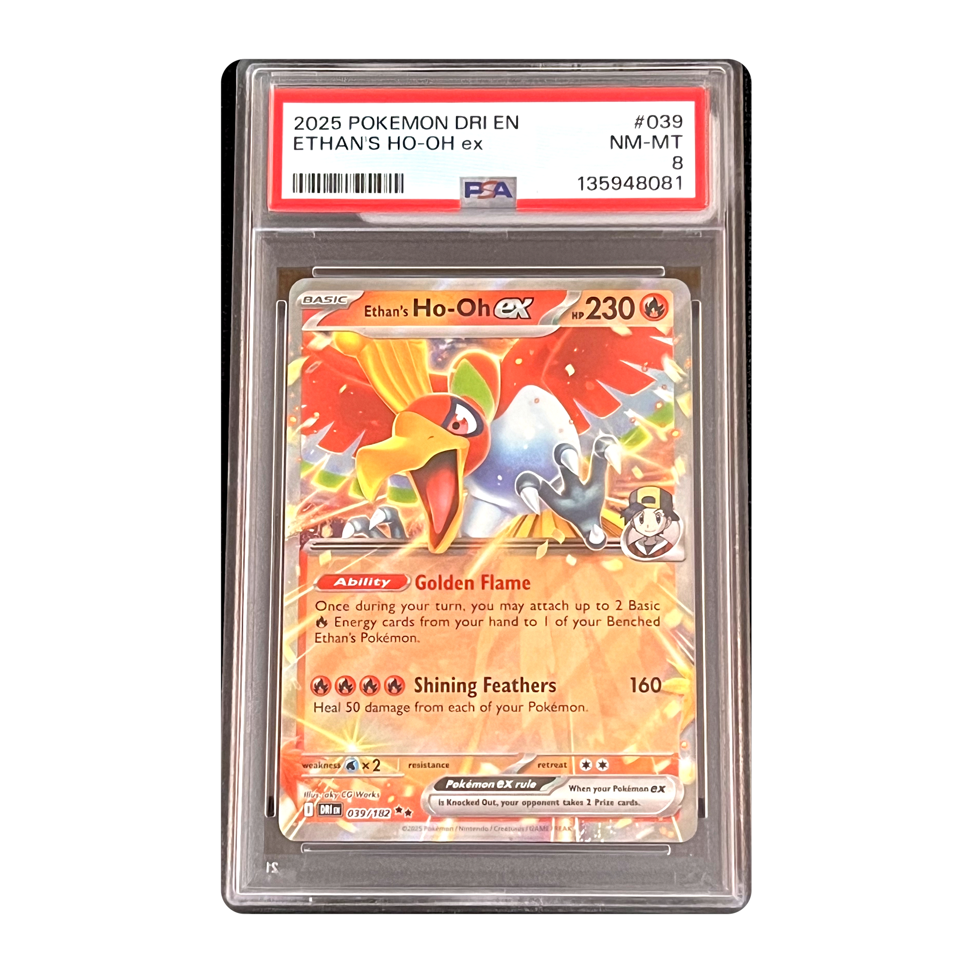 PSA 8 2025 Destined Rivals Ethan's Ho-Oh ex