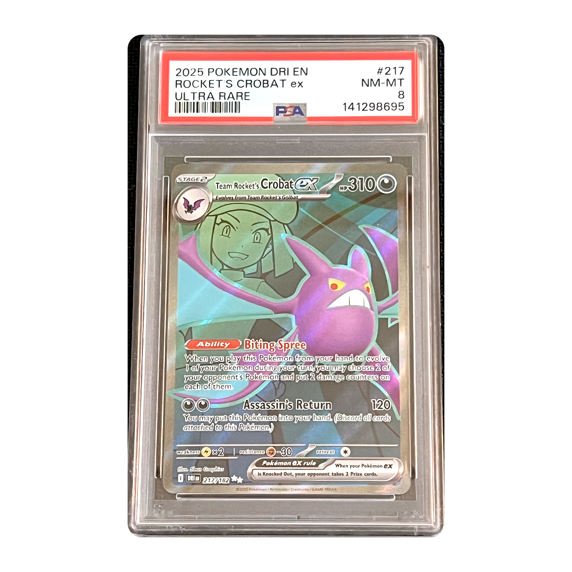 PSA 8 2025 Destined Rivals Rocket's Crobat ex