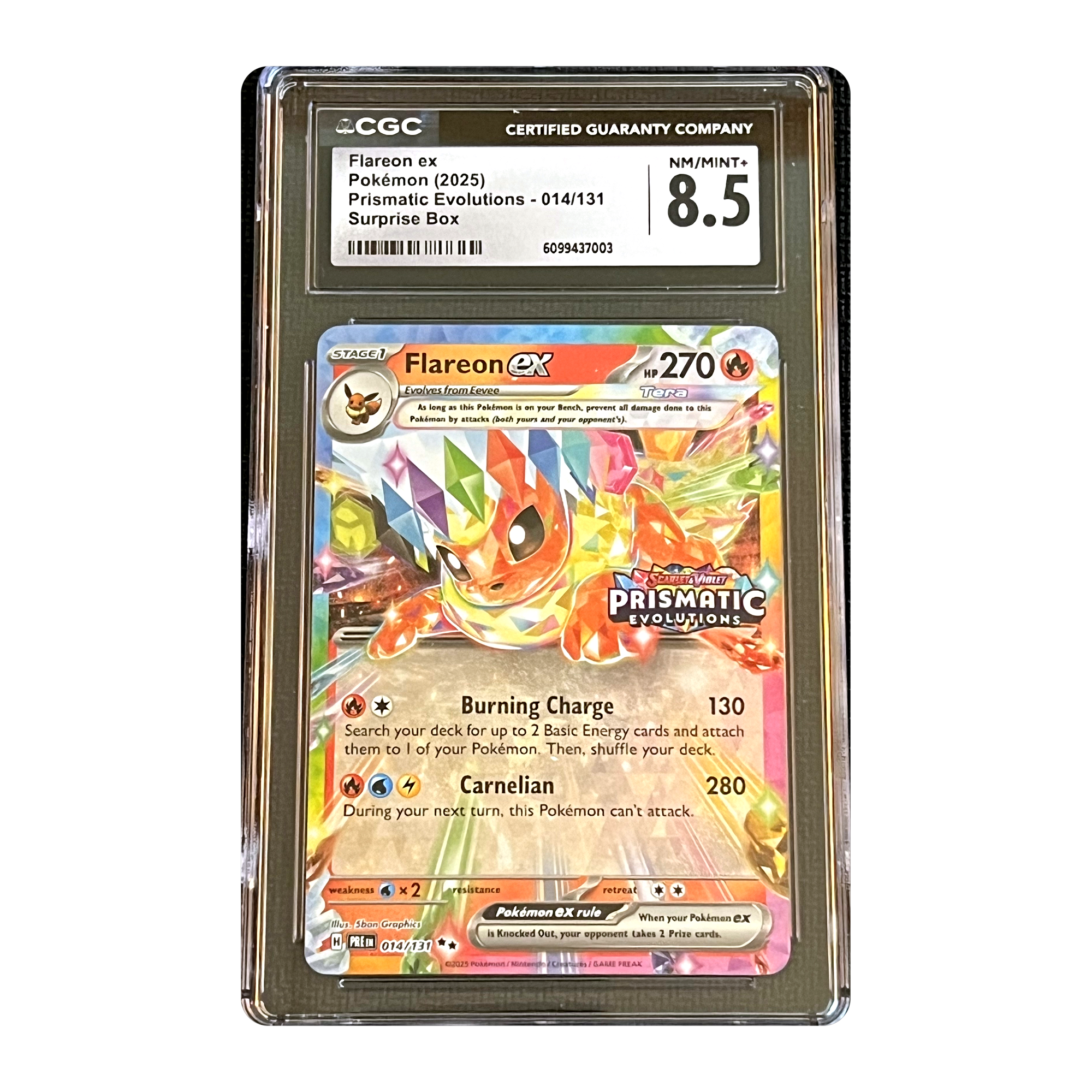 CGC 8.5 2025 Prismatic Evolutions Flareon ex