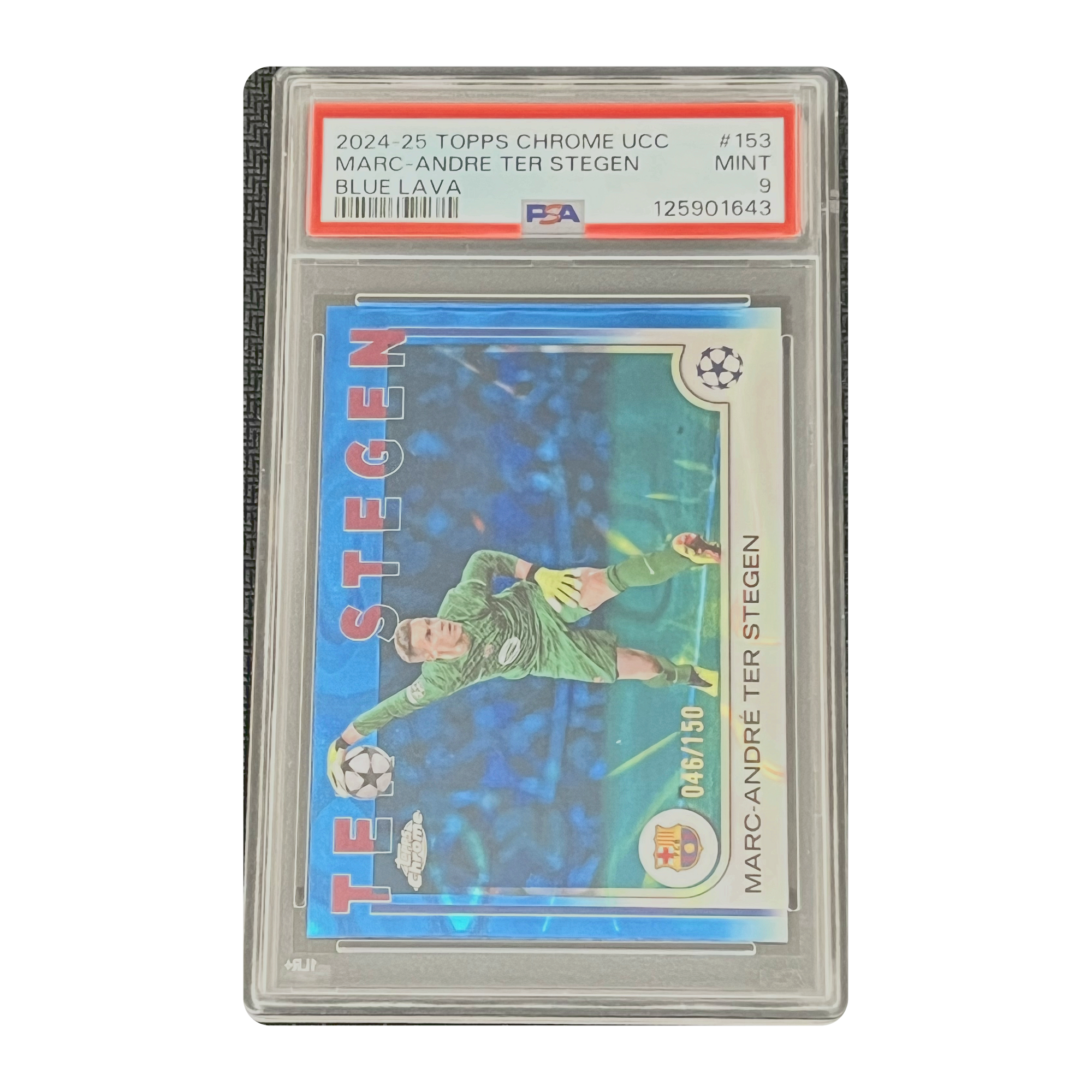 PSA 9 2024-25 Topps Chrome UCC Blue Lava Marc-Andre ter Stegen