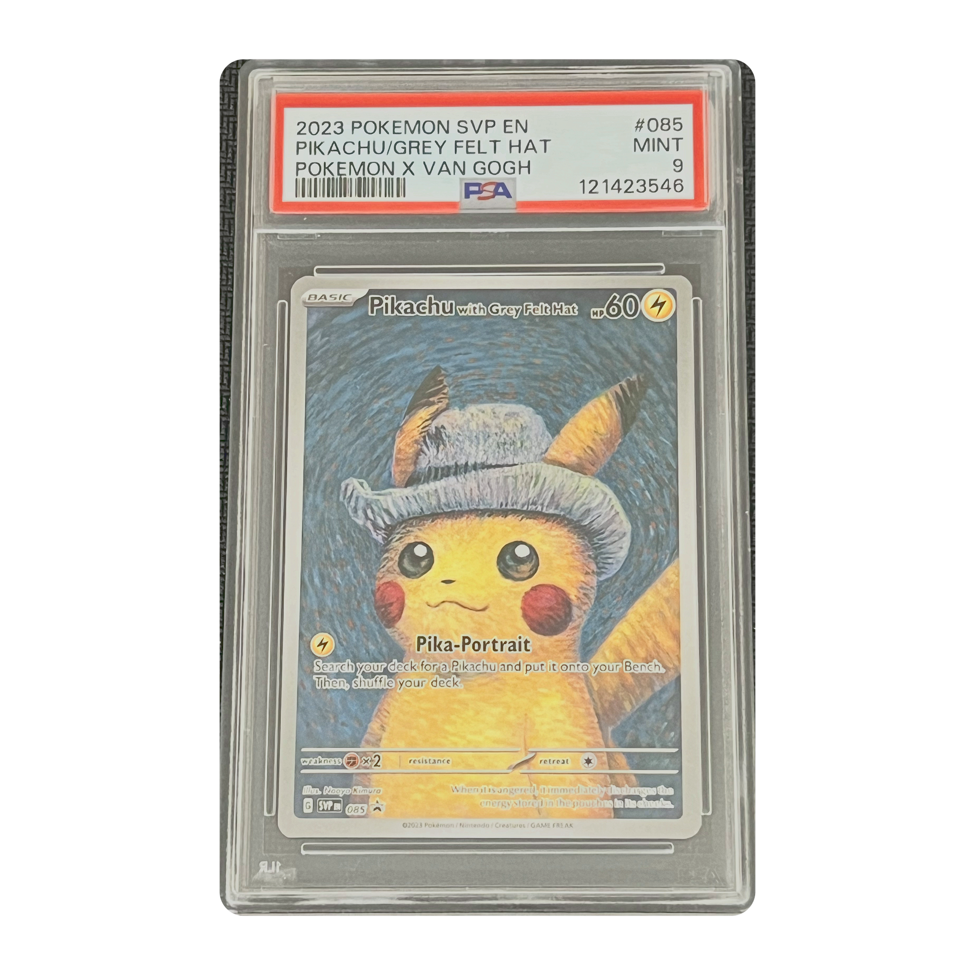 PSA 9 2023 Pokemon x Van Gogh Pikachu with Grey Felt Hat