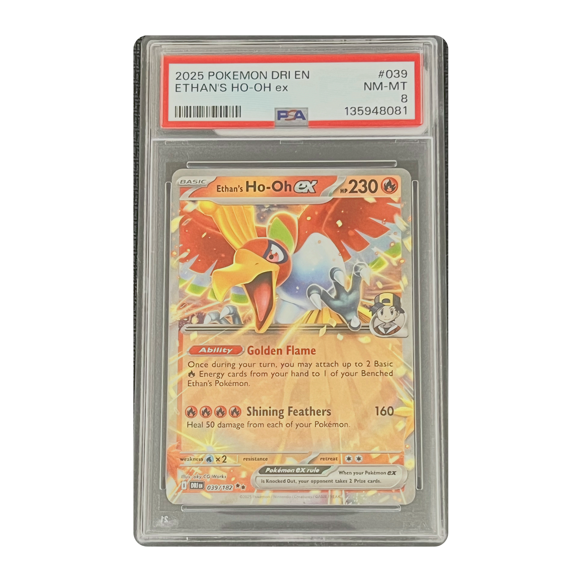 PSA 8 2025 Destined Rivals Ethan's Ho-Oh ex