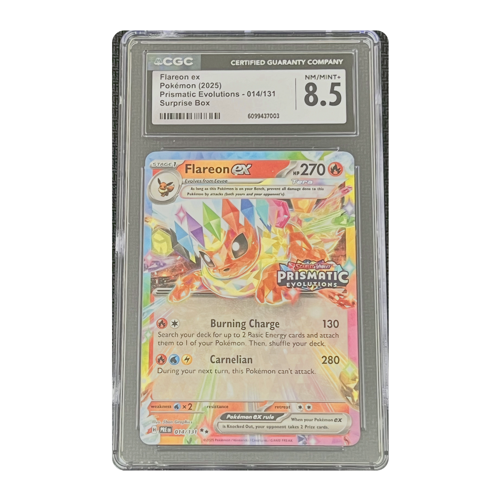 CGC 8.5 2025 Prismatic Evolutions Flareon ex